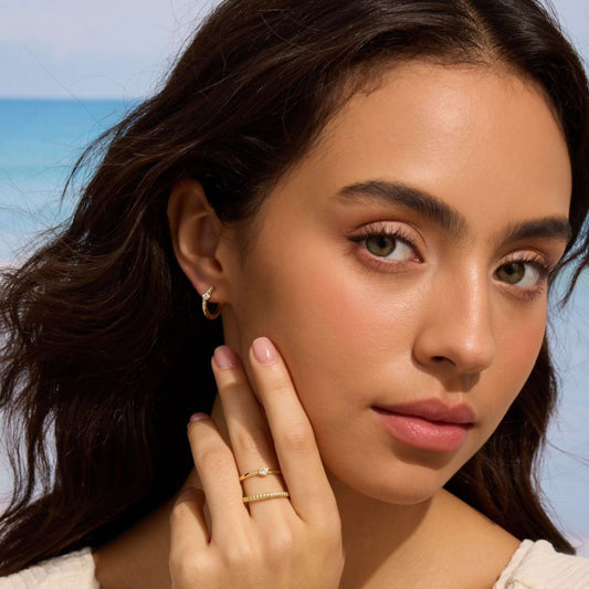 The Diamond Bezel Huggie Hoops