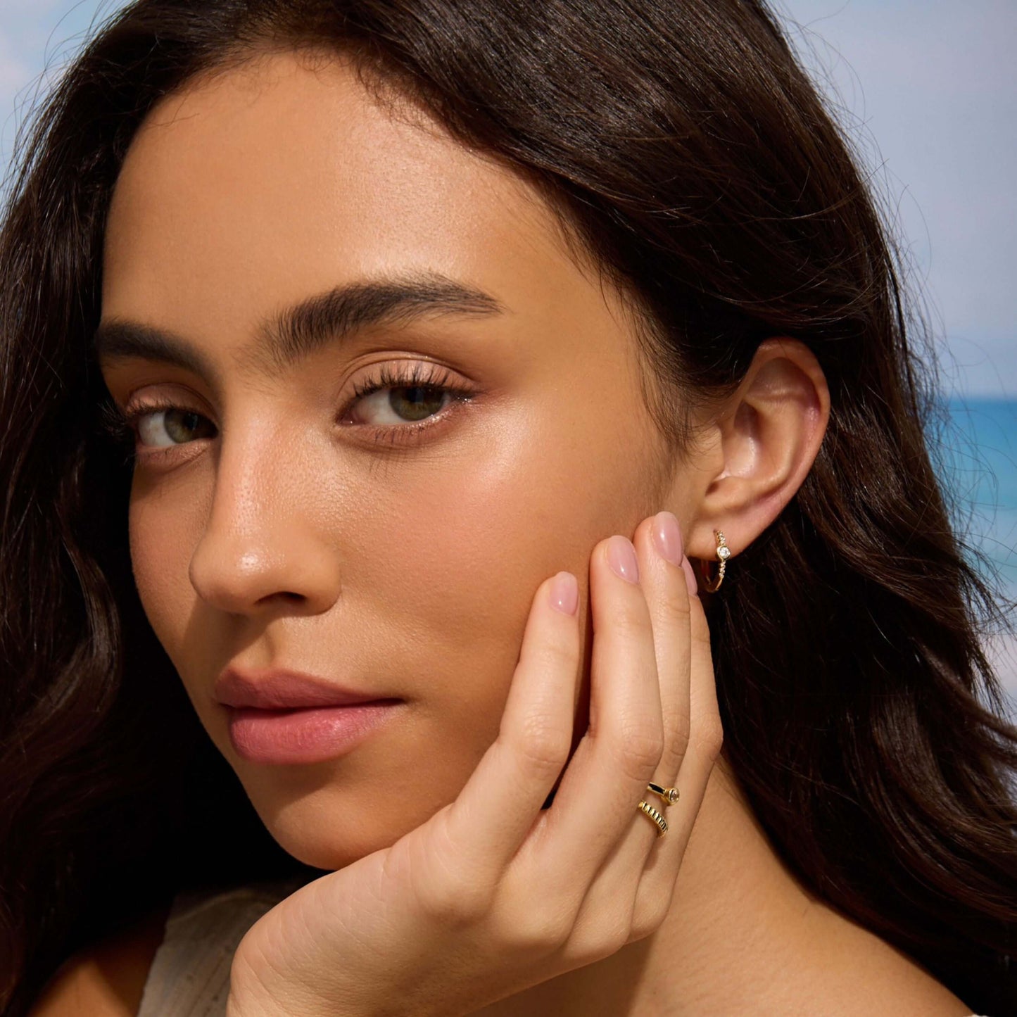 The Diamond Bezel Huggie Hoops