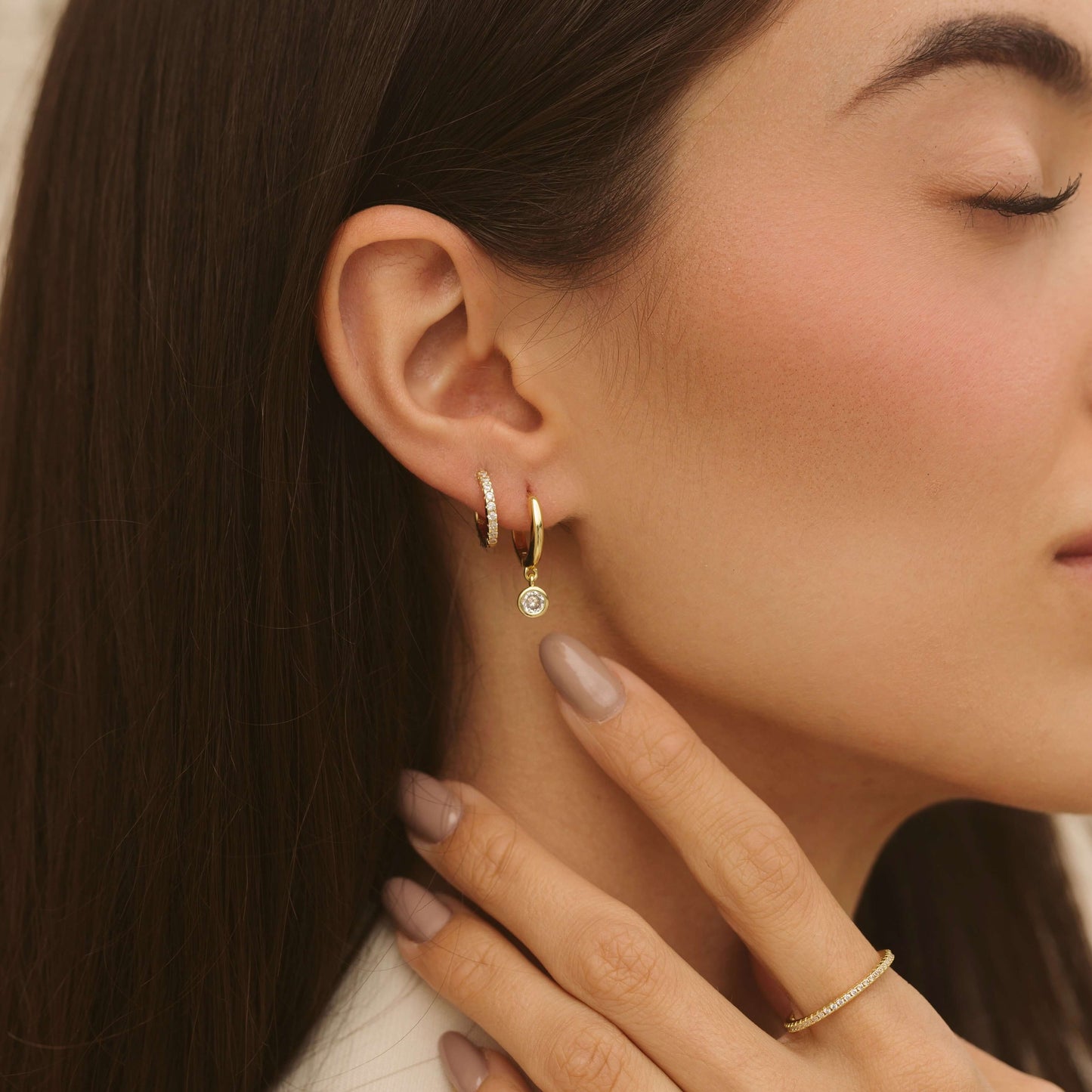 The Diamond Drop Huggie Hoops