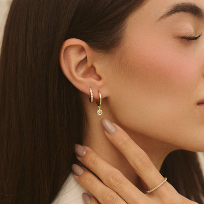 The Diamond Drop Huggie Hoops