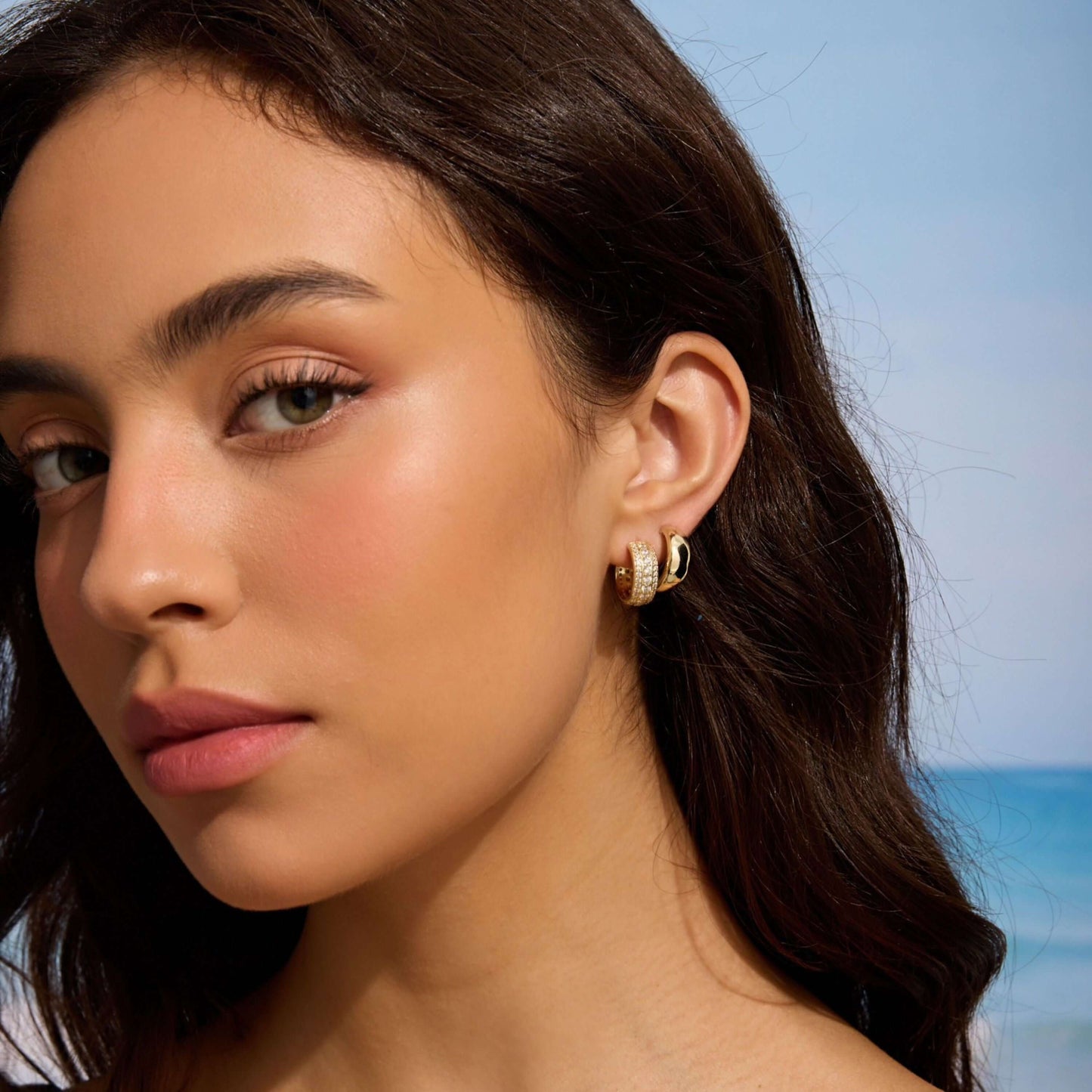 The Sparkle Pave Dome Hoops