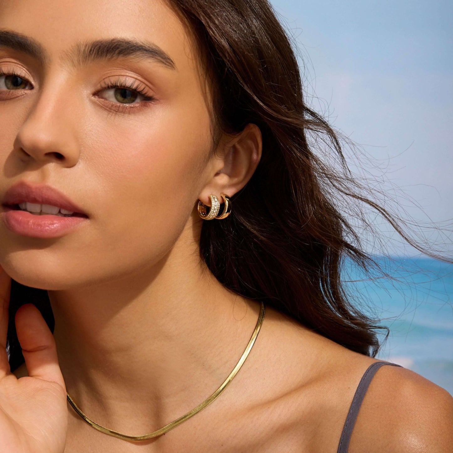 The Sparkle Pave Dome Hoops