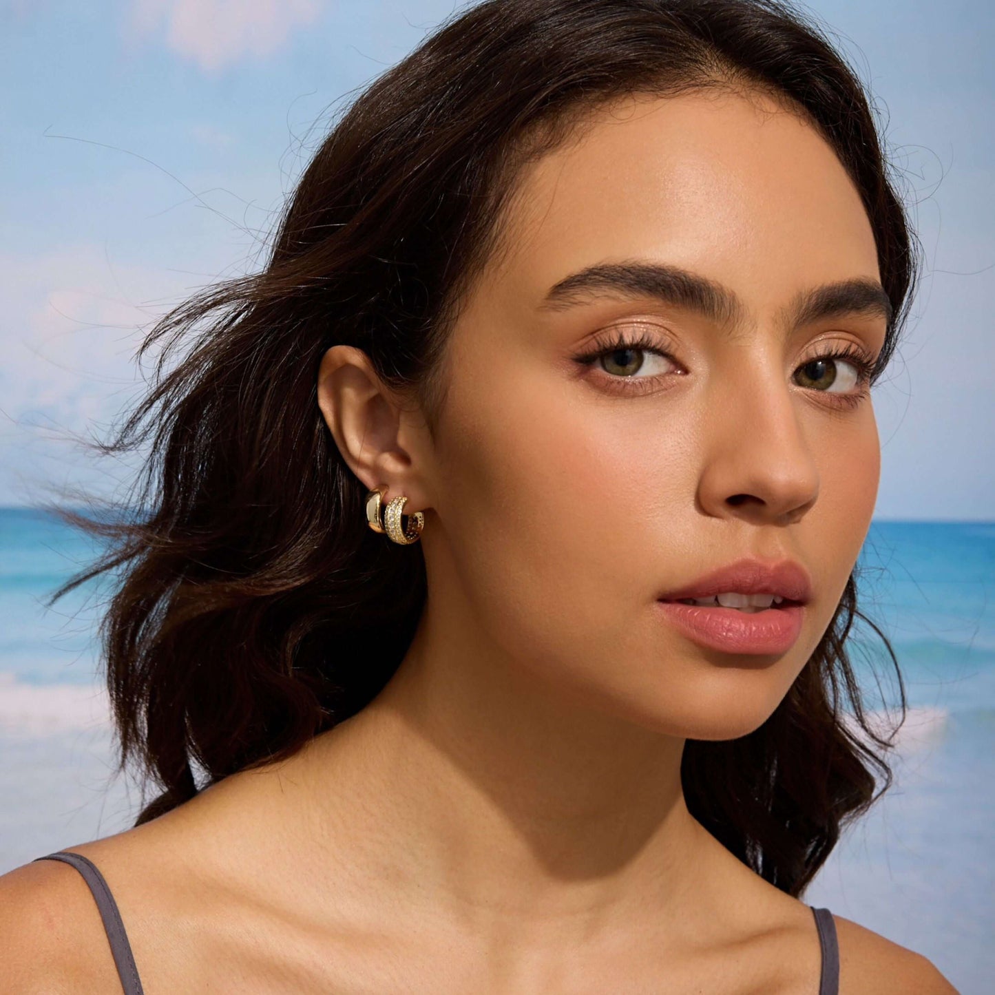 The Sparkle Pave Dome Hoops