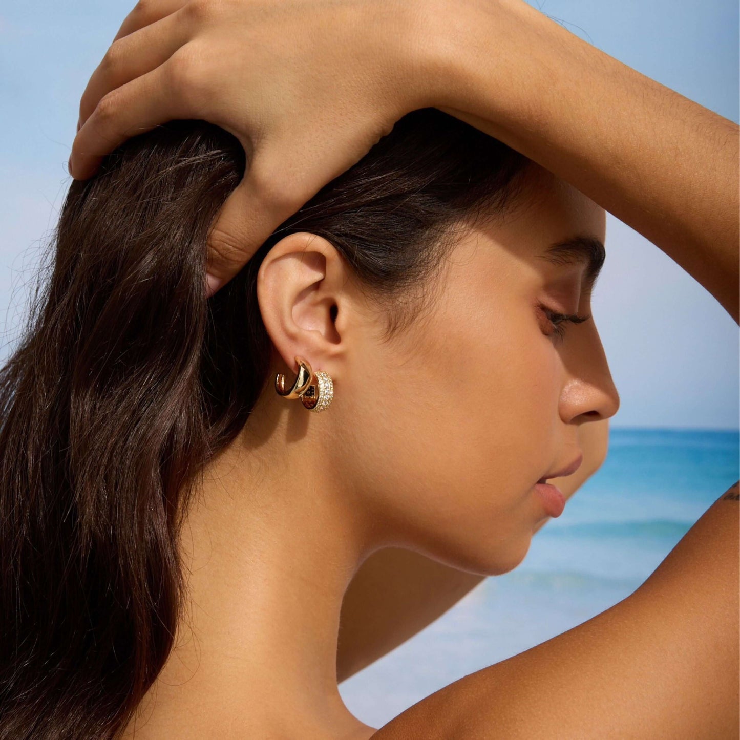 The Sparkle Pave Dome Hoops