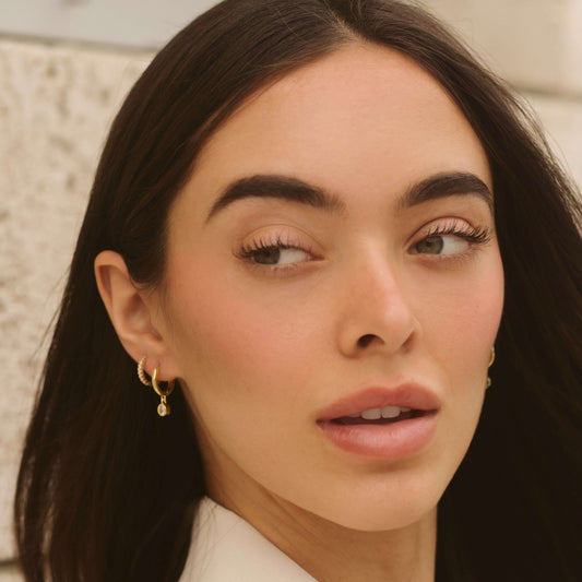 The Diamond Drop Huggie Hoops
