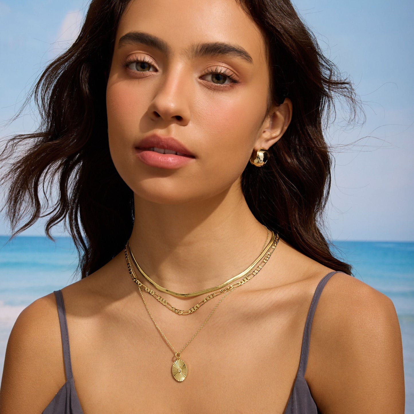 Gold Filled Oval Sun Necklace