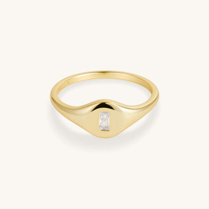 The Sparkle Baguette Signet Ring