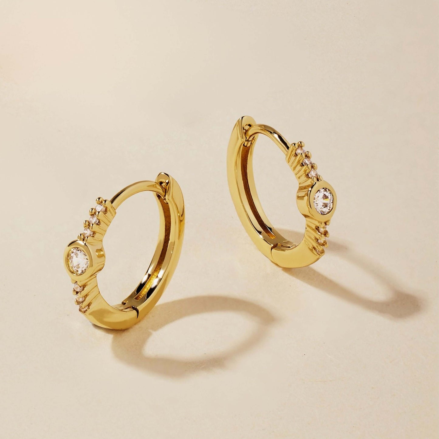 The Diamond Bezel Huggie Hoops