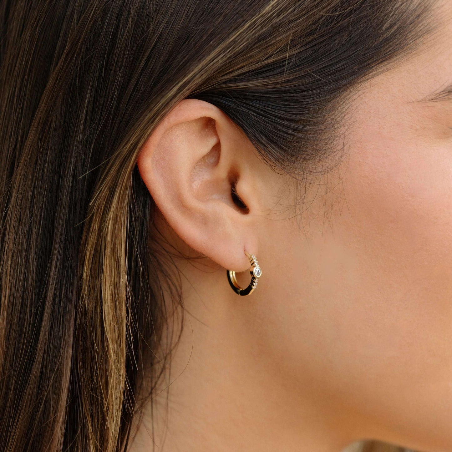 The Diamond Bezel Huggie Hoops