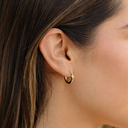 The Diamond Bezel Huggie Hoops