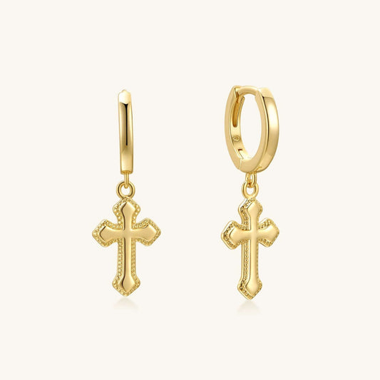 The Edgy Cross Drop Hoops