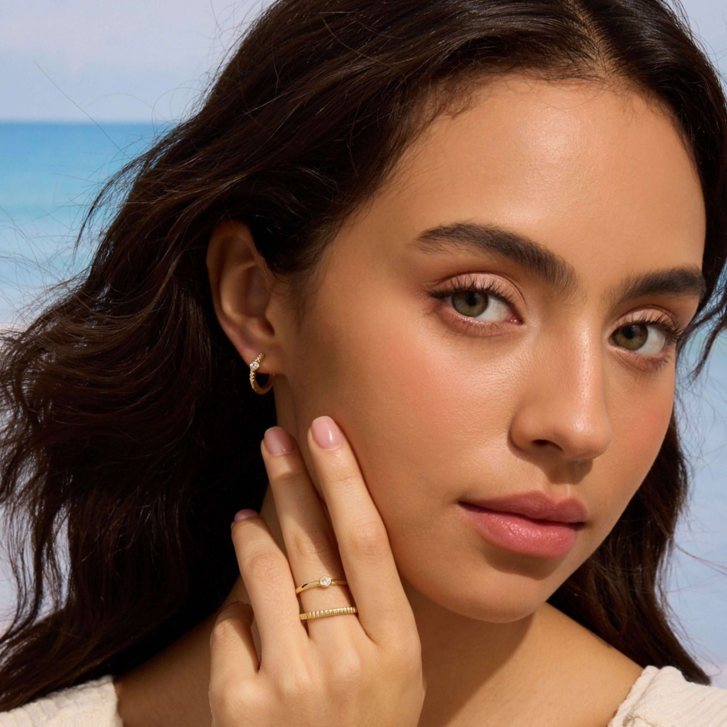 The Diamond Bezel Huggie Hoops