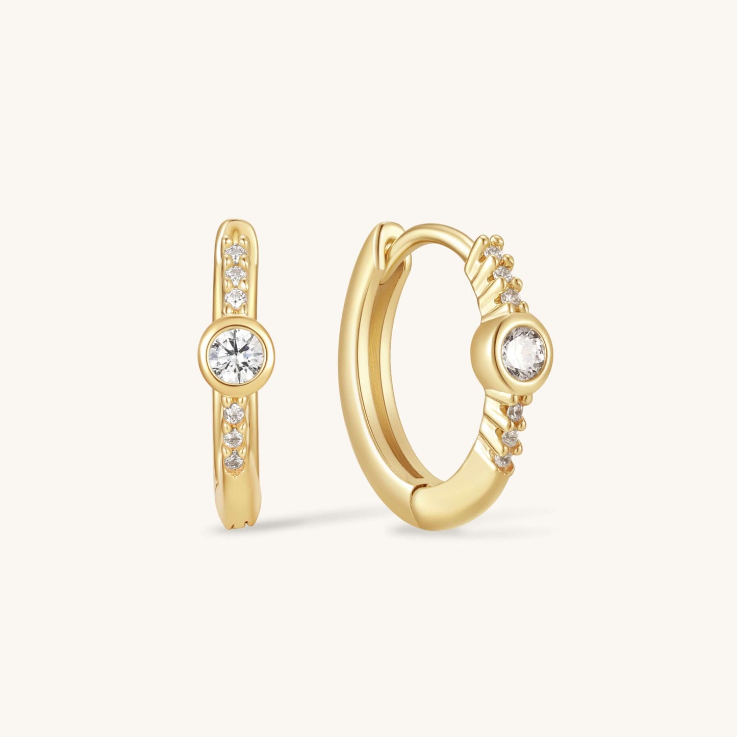The Diamond Bezel Huggie Hoops