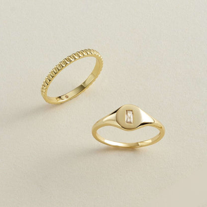 The Sparkle Baguette Signet Ring