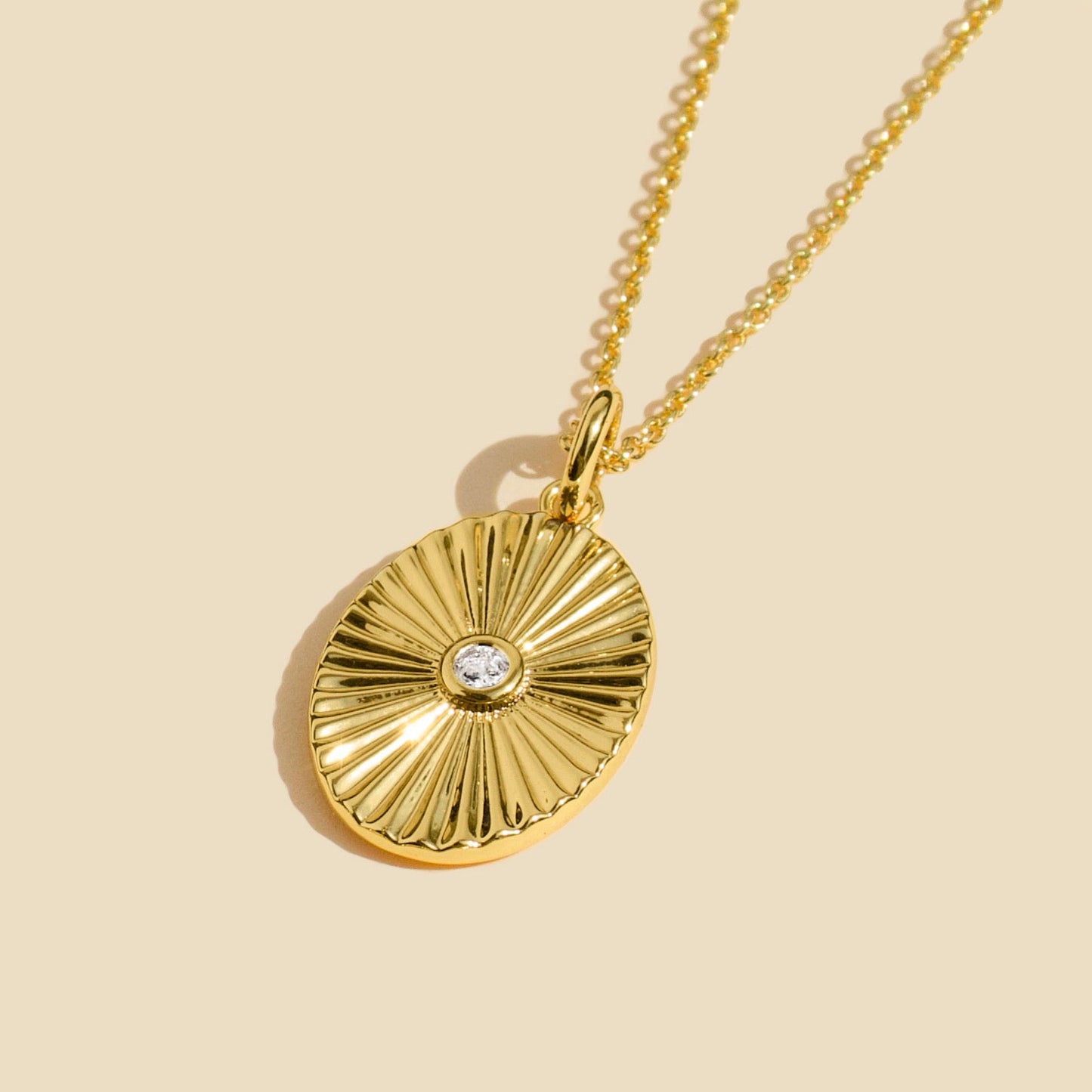 Gold Filled Oval Sun Necklace